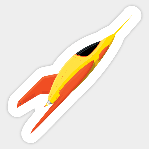 Cute Yellow Rocket Ship Sticker by NPolandDesigns